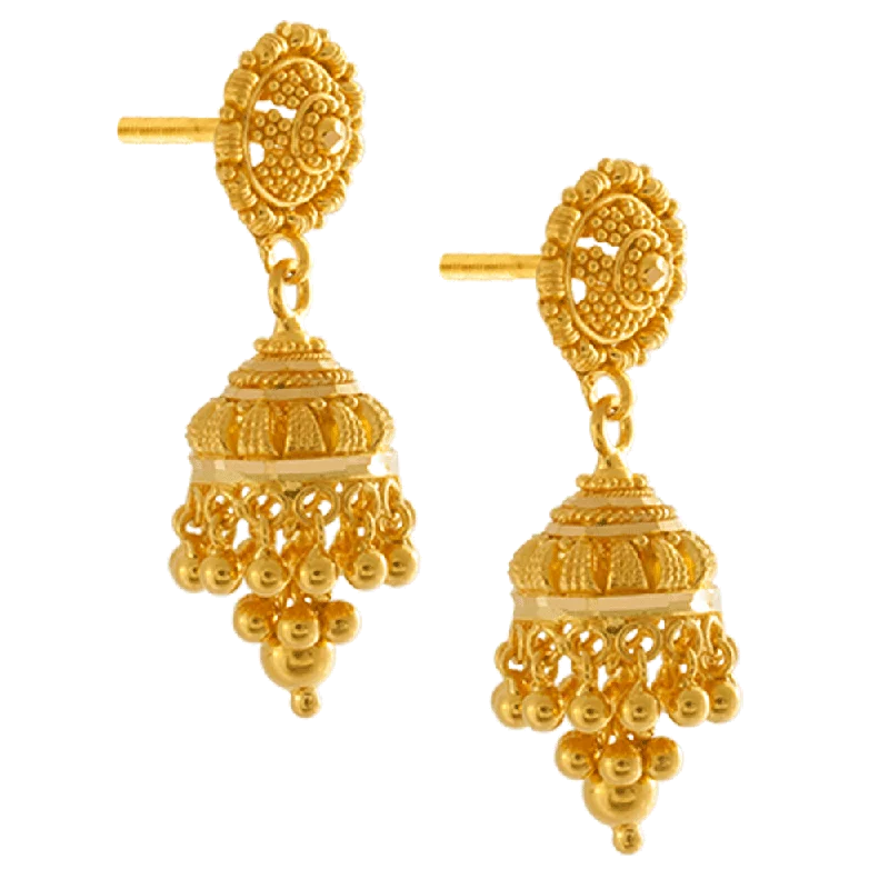 22KT Yellow Gold Jhumki Earrings For Women