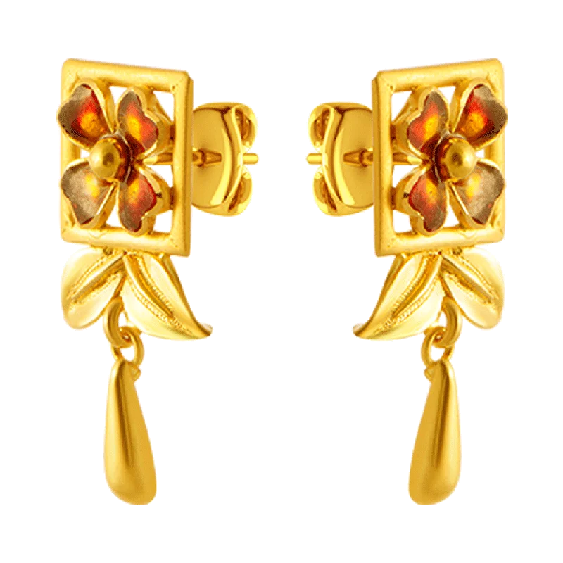 22KT Yellow Gold Stud Earrings For Women