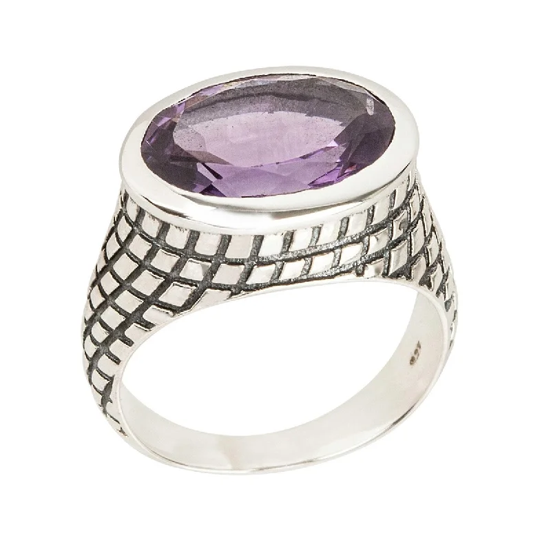 925 Sterling Silver Brazilian Amethyst Gemstone Solitaire Ring