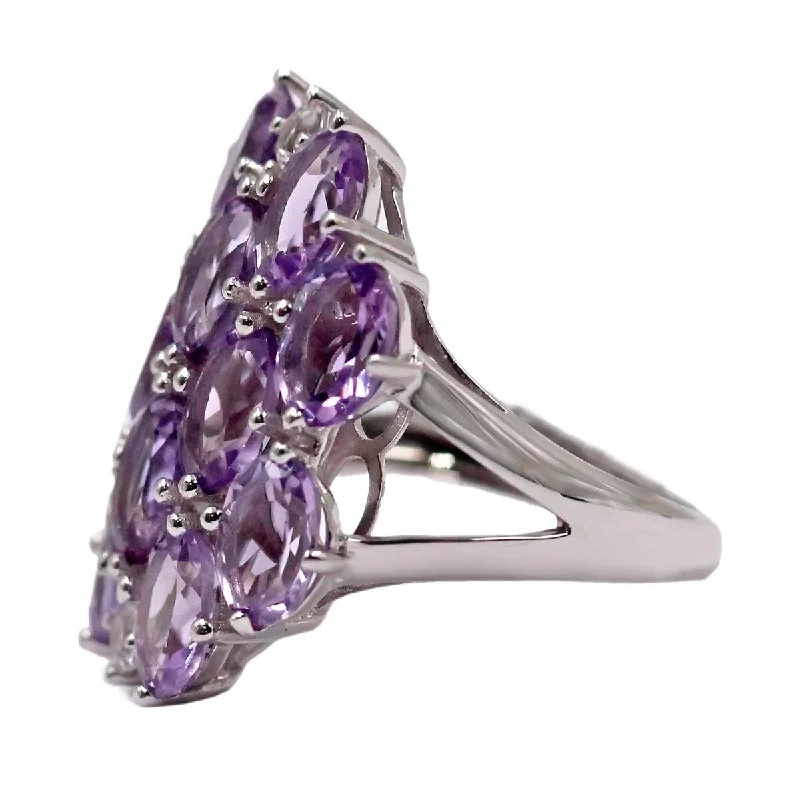 925 Sterling Silver Pink Amethyst and White Topaz Ring