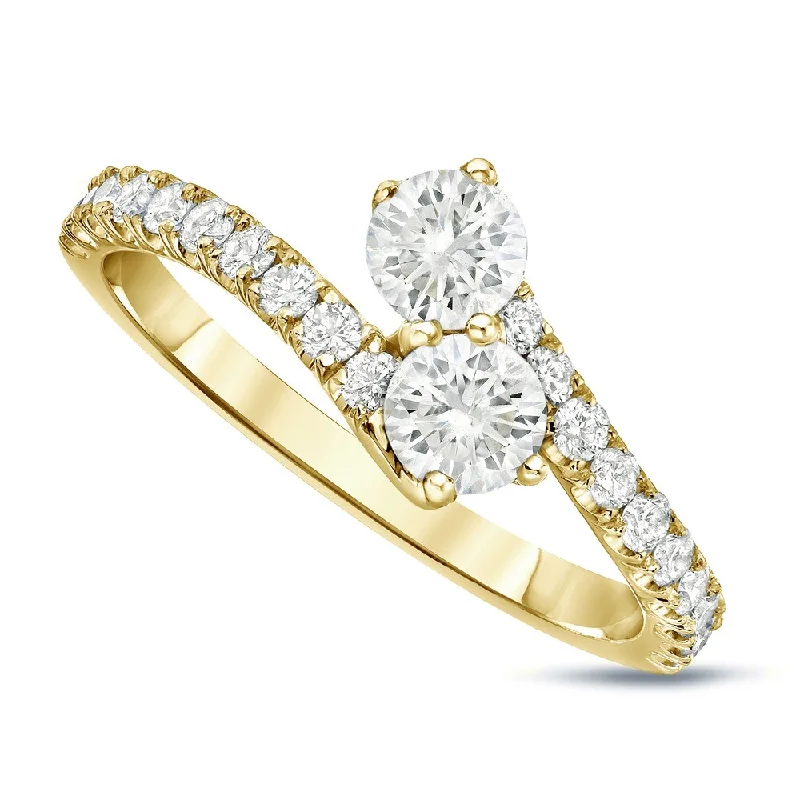 Auriya 14k Gold 1ct TDW Round 2-Stone Diamond Engagement Ring