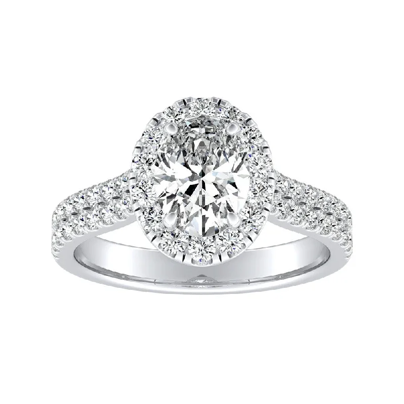 Auriya Platinum 1 1/4ctw Oval Halo Diamond Engagement Ring (H-I, SI1-SI2)