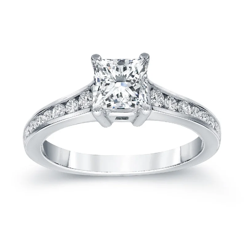 Auriya Platinum 1 Carat TW Princess Cut Diamond Engagement Ring (G-H, SI2-SI3)