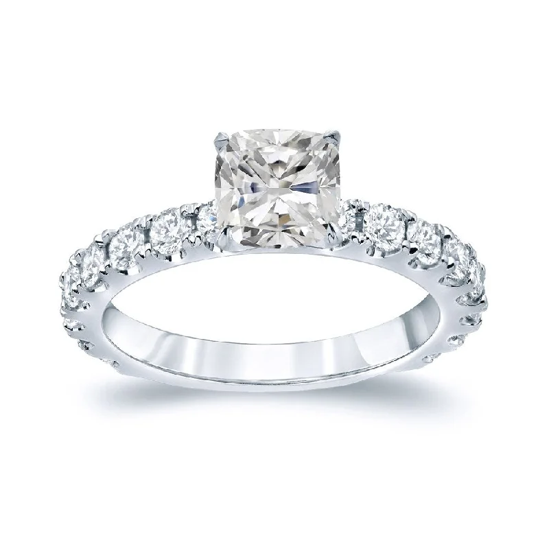 Auriya Platinum 2ctw Classic Cushion-cut Diamond Engagement Ring Certified (H-I, I1-I2)