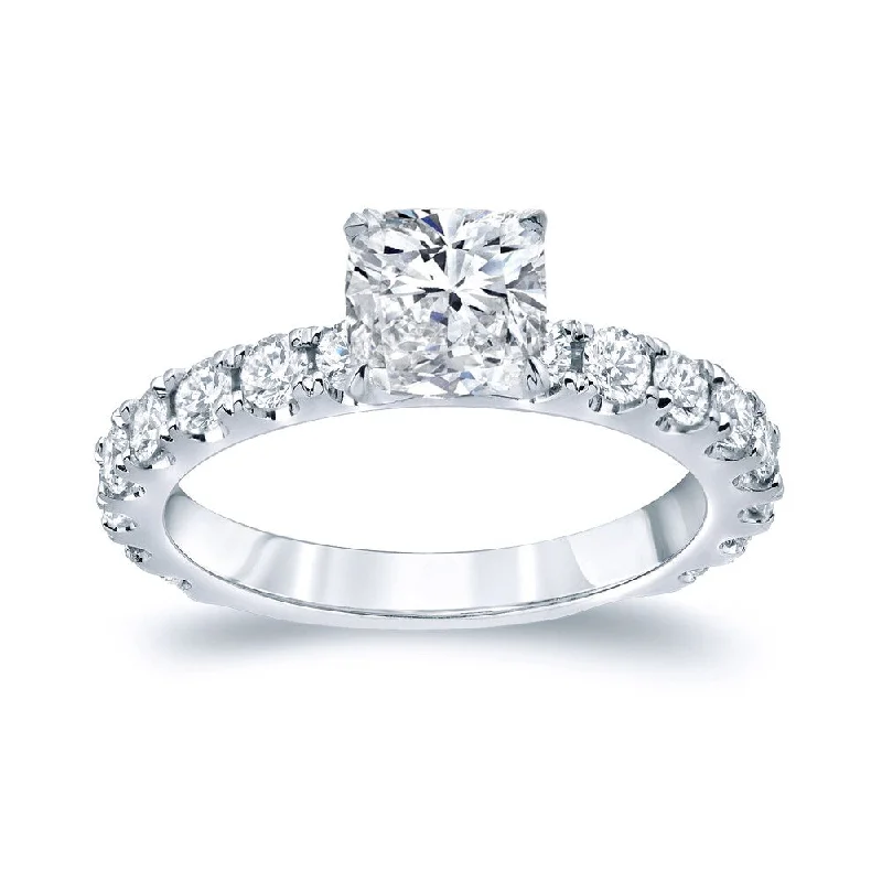 Auriya Platinum 2ctw Cushion-cut Diamond Engagement Ring Certified (H-I, SI1-SI2)