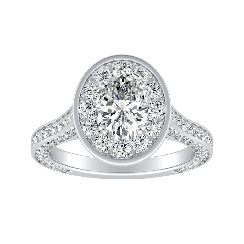 Auriya Platinum Oval-cut 2 1/4ctw Halo Diamond Engagement Ring (H-I, SI1-SI2)