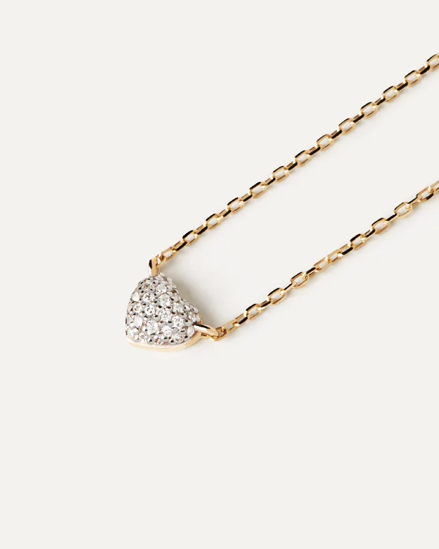 Diamonds and gold Heart solitary necklace