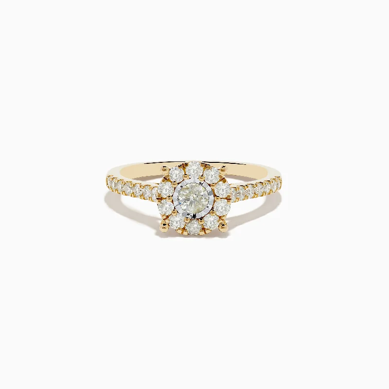 Duo 14K Yellow and White Gold Diamond Cluster Ring 0.73 TCW