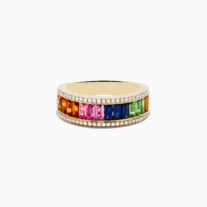 Watercolors 14K Yellow Gold Multi Sapphire and Diamond Ring