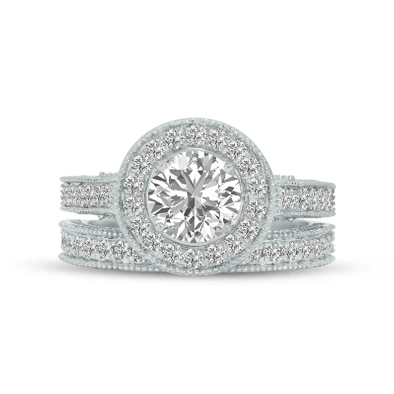 Marquee 1 3/4 Carat TW Lab Grown Diamond Bridal Set in 14K White Gold