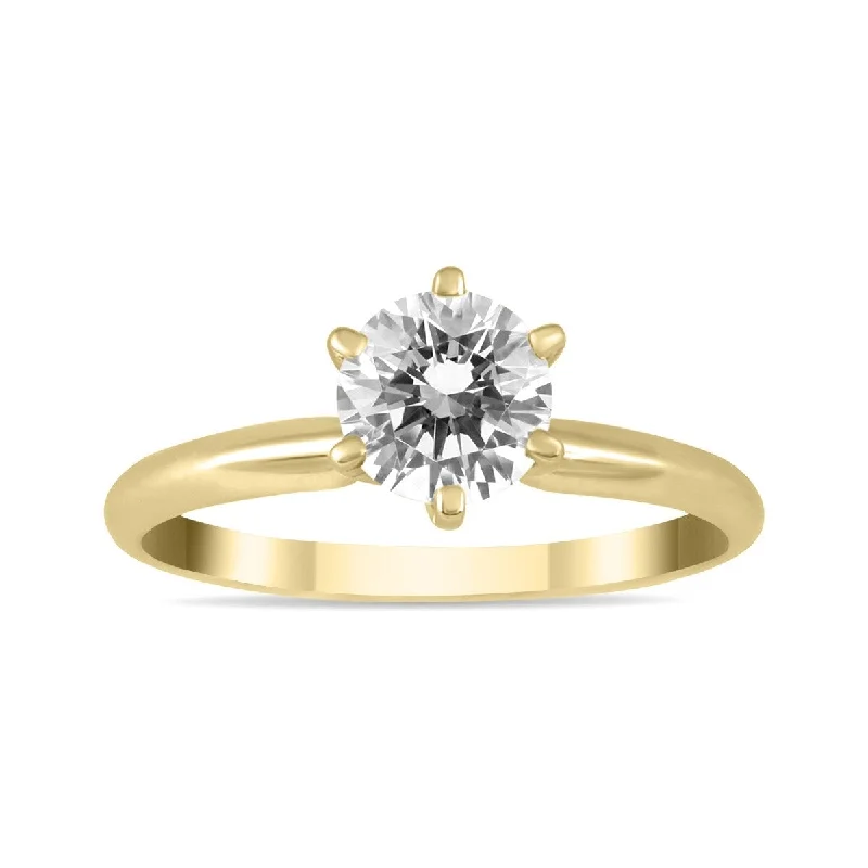 Marquee 3/4 Carat Diamond Solitaire Ring in 14K Yellow Gold (H-I Color I1-I2 Clarity)