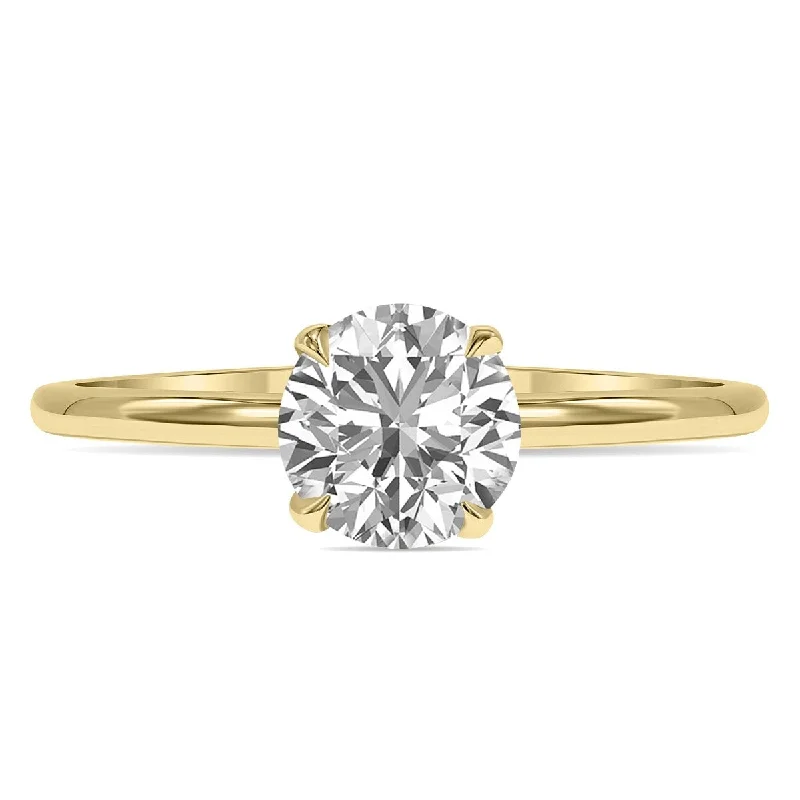 Marquee Lab Grown 2 Carat Diamond Solitaire Ring in 14K Yellow Gold (F-G Color, VVS1-VVS2 Clarity)