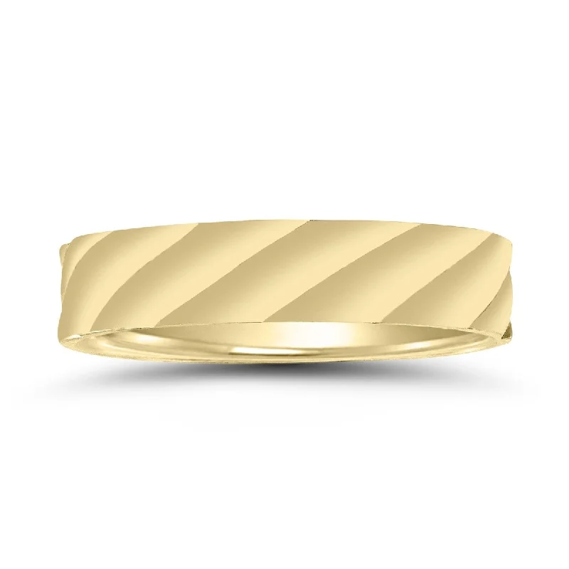 Men's Raised Wave Design 5MM Wedding Band in 10K Yellow Gold