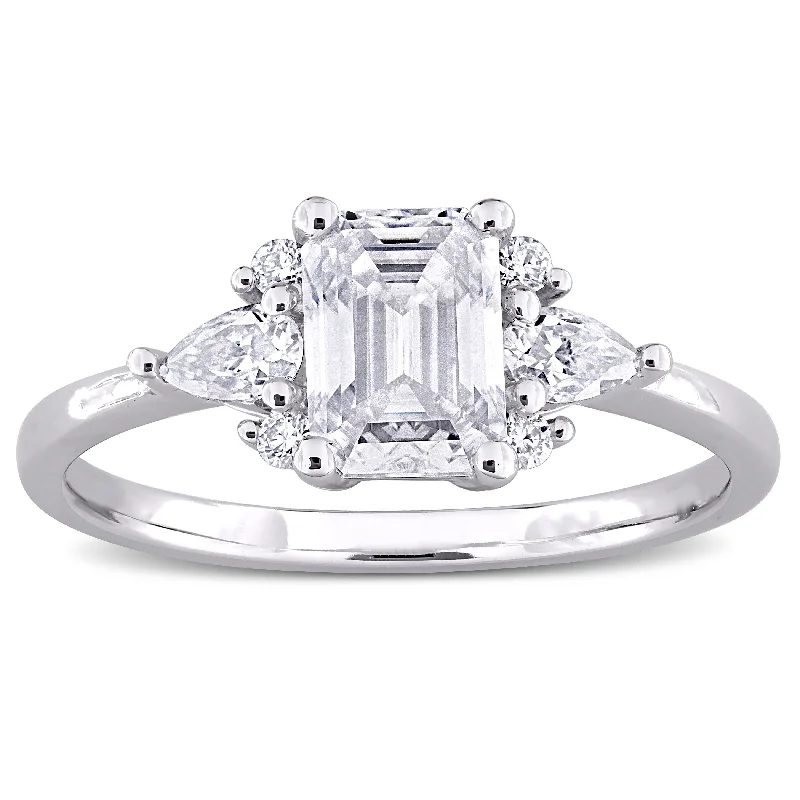 Miadora 1 2/5ct DEW Octagon-Cut Created Moissanite Engagement Ring in Sterling Silver