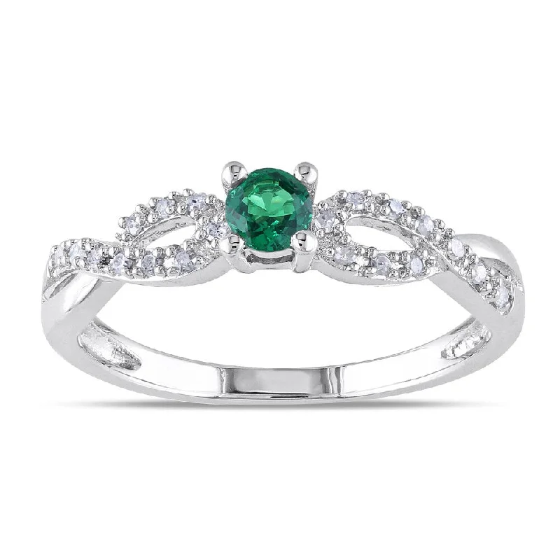 Miadora Silver Created Gemstone and 1/10ct TDW Diamond Ring (H-I, I2-I3)