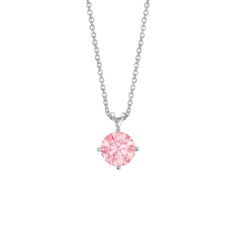 The Pink Round Brilliant Solitaire Bale Pendant