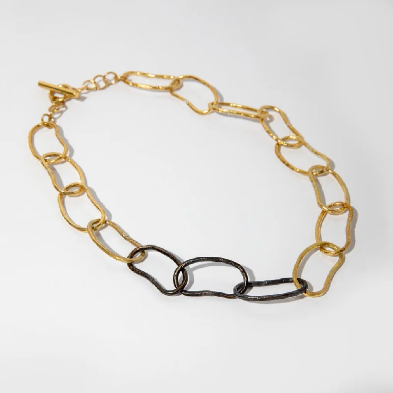 Pool Link Statement Necklace - Oxidized Brass