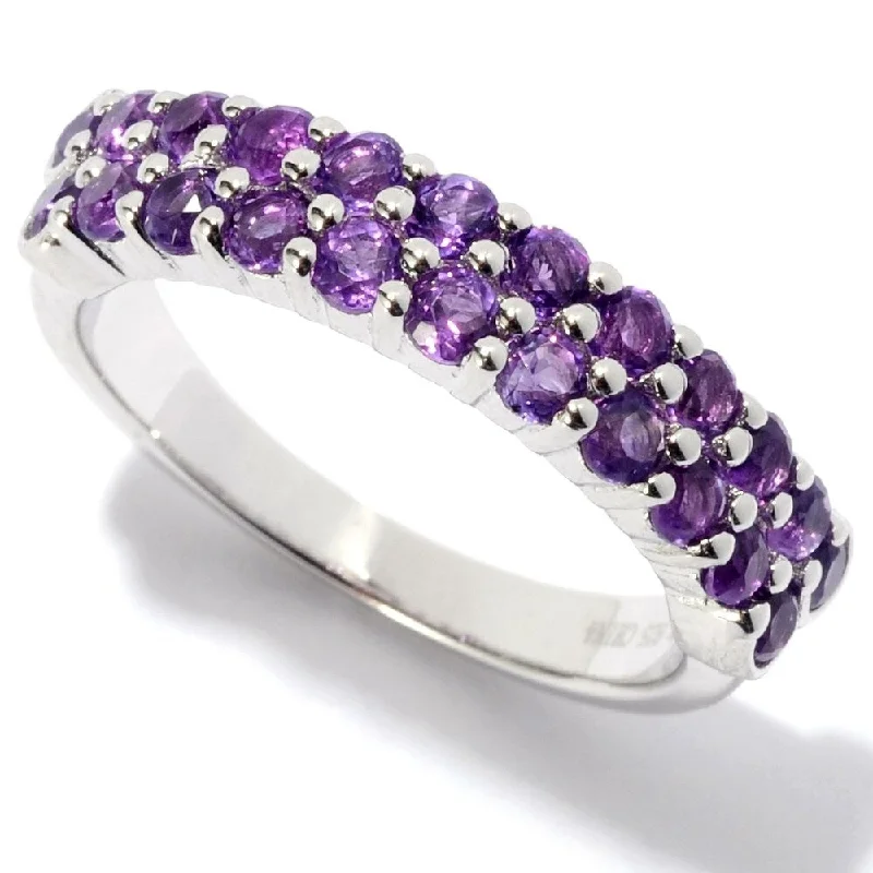 Rhodium Over Sterling Silver 1ctw African Amethyst Band Ring