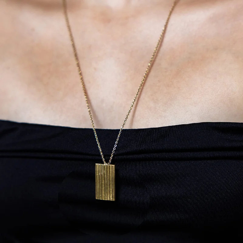 Ridge Locket Necklace - Brass