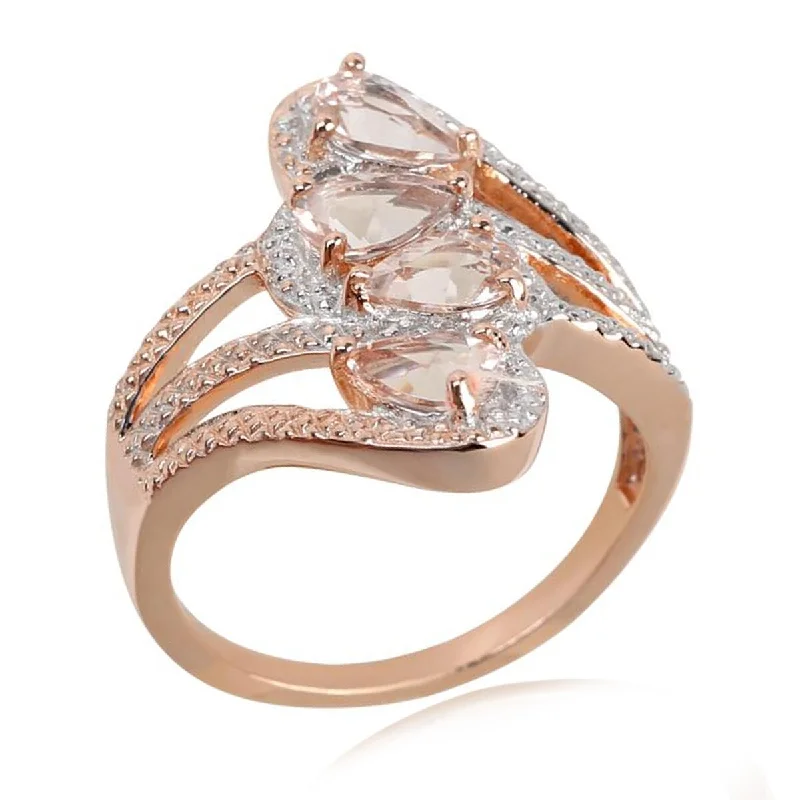 Rose Gold Plated Over Sterling Silver Morganite Gemstone Ring