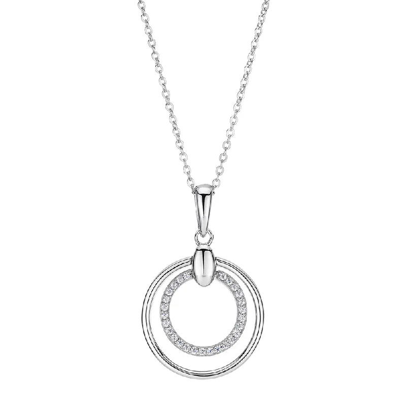 Round Brilliant diamond simulant necklace in sterling silver