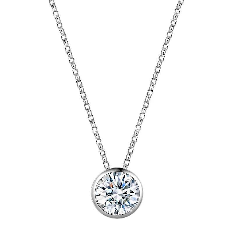 Round Brilliant solitaire pendant with 1.03 carat* diamond simulant in 10 carat white gold