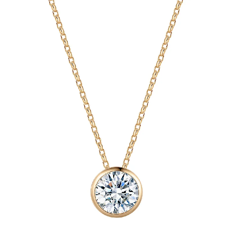 Round Brilliant solitaire pendant with 1.03 carat* diamond simulant in 10 carat yellow gold