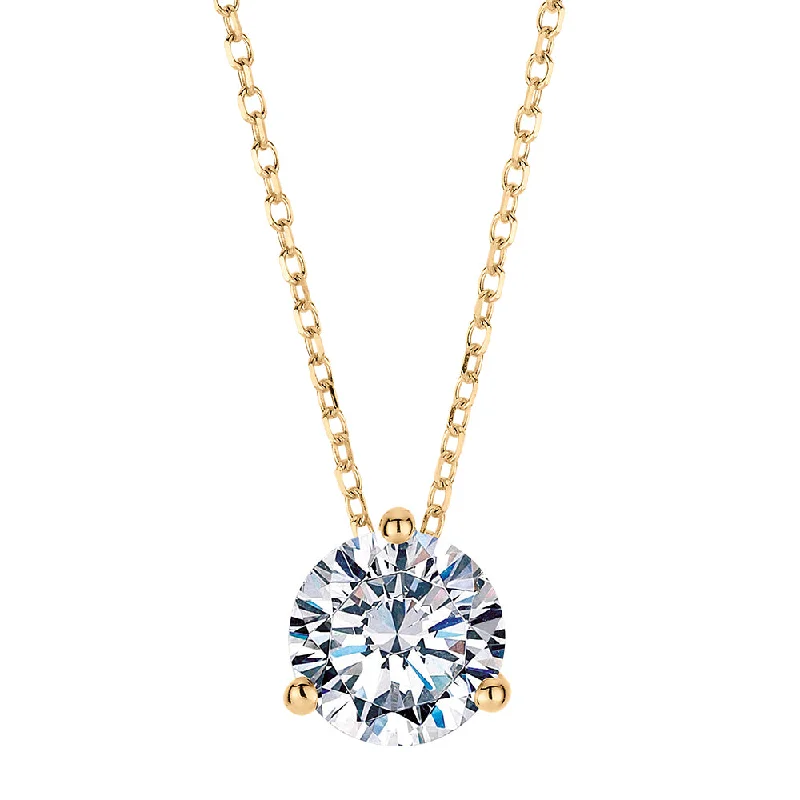 Round Brilliant solitaire pendant with 1.03 carat* diamond simulant in 10 carat yellow gold