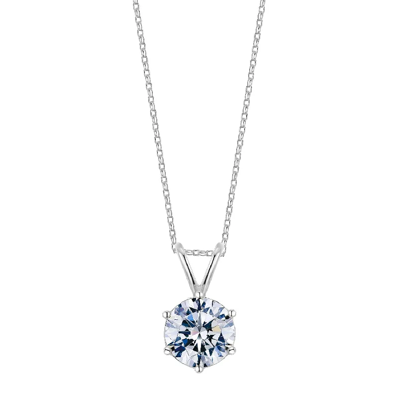 Round Brilliant solitaire pendant with 1 carat* diamond simulant in 10 carat white gold