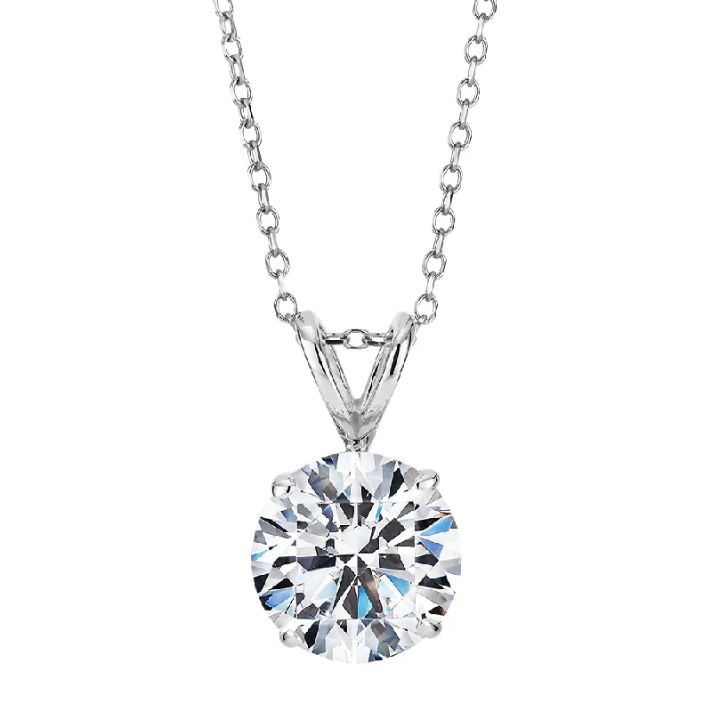 Round Brilliant solitaire pendant with 2 carat* diamond simulant in 10 carat white gold