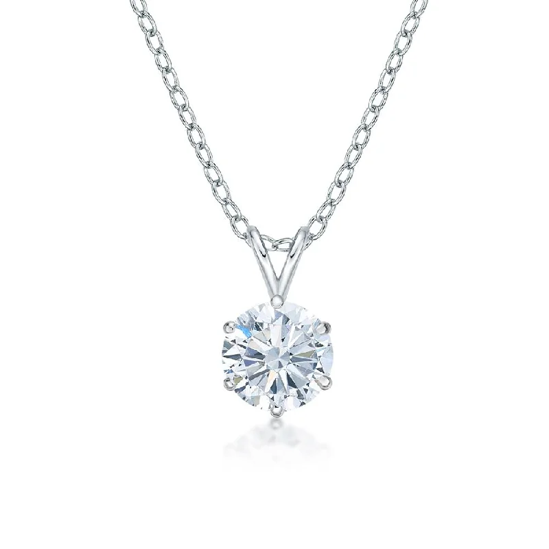 Round Brilliant solitaire pendant with 2 carat* diamond simulant in 10 carat white gold