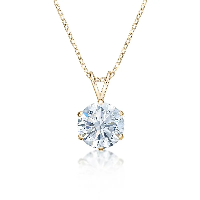 Round Brilliant solitaire pendant with 3 carat* diamond simulant in 10 carat yellow gold