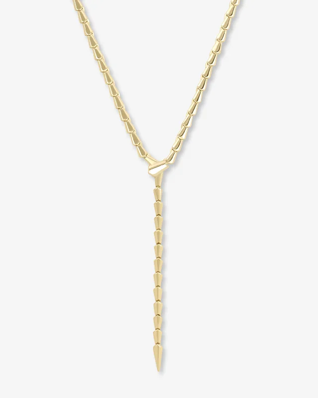 Serpent Lariat Necklace - Gold