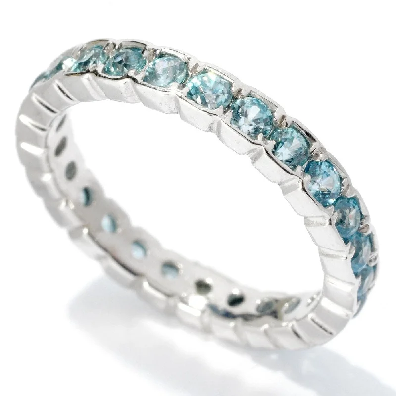 Sterling Silver 2.17Ctw Blue Zircon Eternity Band Ring