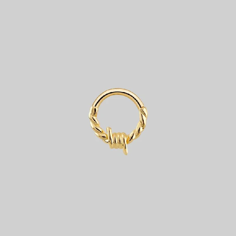 SURVIVAL. Barbed Wire Septum Clicker Ring - Gold