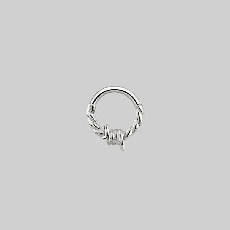 SURVIVAL. Barbed Wire Septum Clicker Ring - Silver