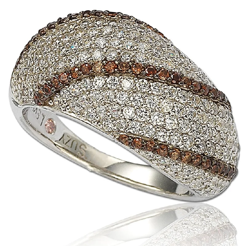 Suzy Levian Sterling Silver Cubic Zirconia Brown Brown Ring