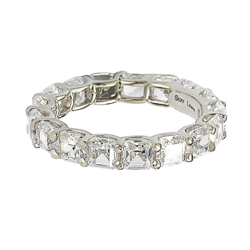 Suzy Levian Sterling Silver Cubic Zirconia White Modern Eternity Band