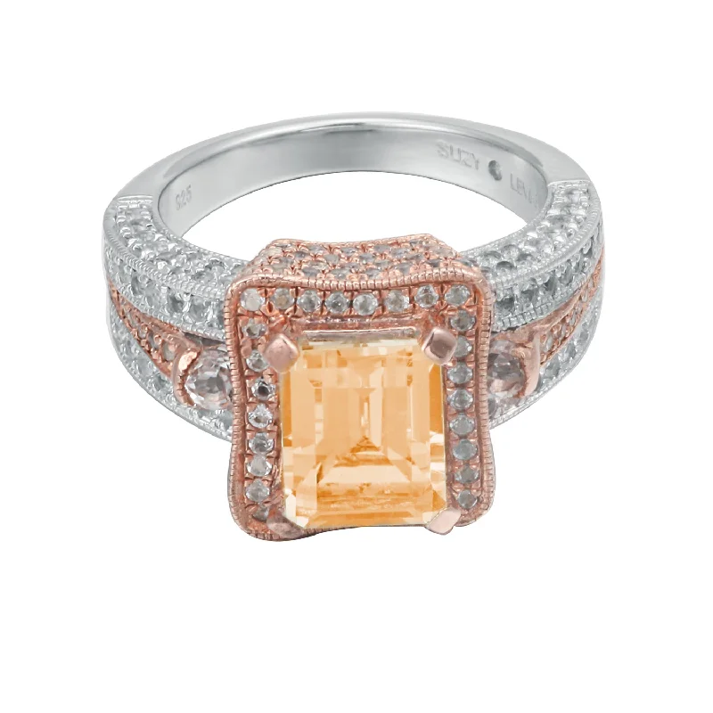 Suzy Levian Sterling Silver Orange Citrine 5.2 cttw Ring