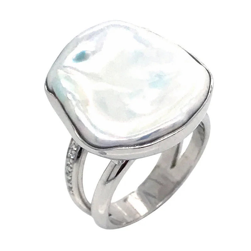 Women's Keshi Pearl Double Shank Ring