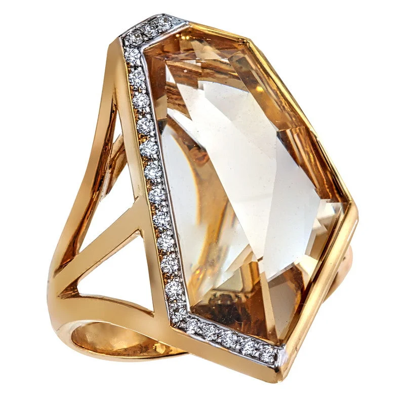 Women's Mirror Cut Citrine Cutout Ring