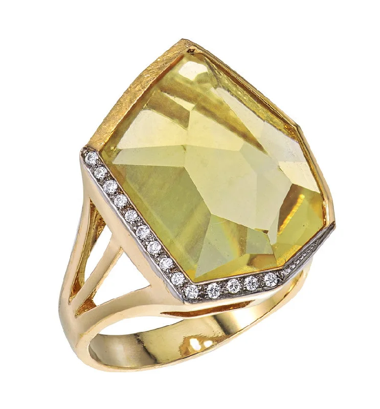 Women's Mirror Mirror Lemon Quartz Ring