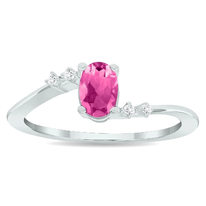 Women's Pink Topaz and Diamond Tierra Ring in 10K White Gold