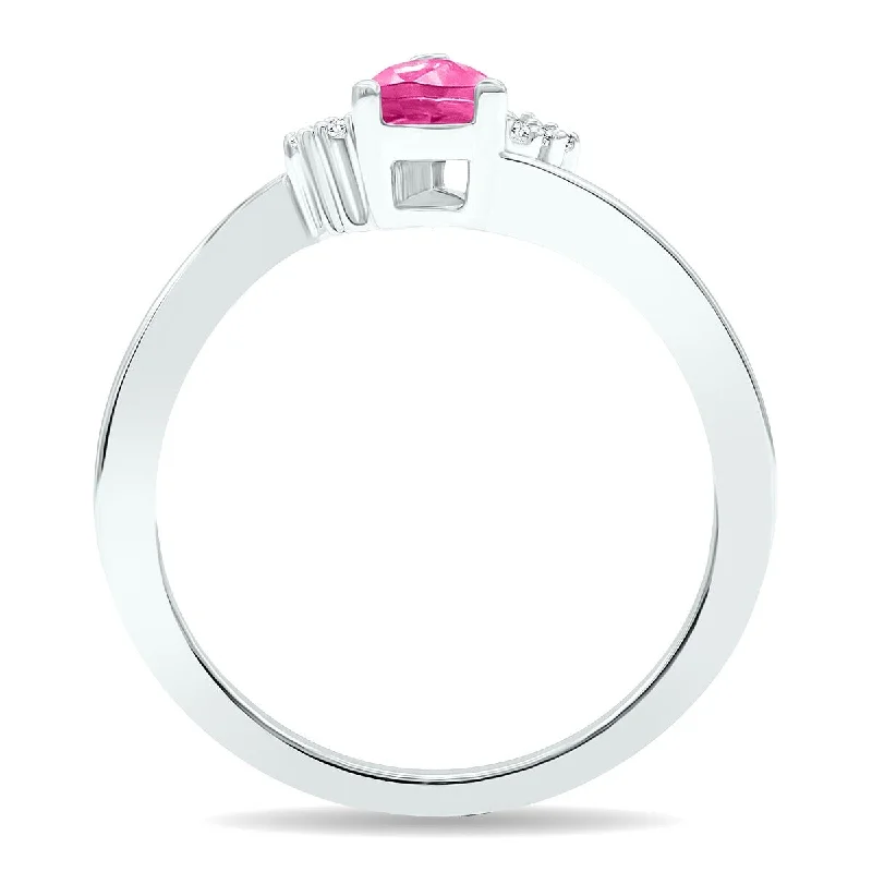 Women's Pink Topaz and Diamond Tierra Ring in 10K White Gold