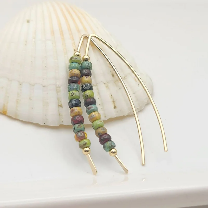 14k Gold Filled +Colorful Beaded Earrings