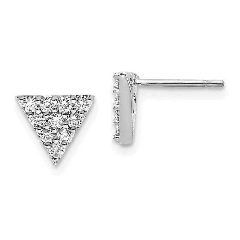 14k White Gold Diamond Triangle Stud Earrings (L-8 mm, W-8 mm)