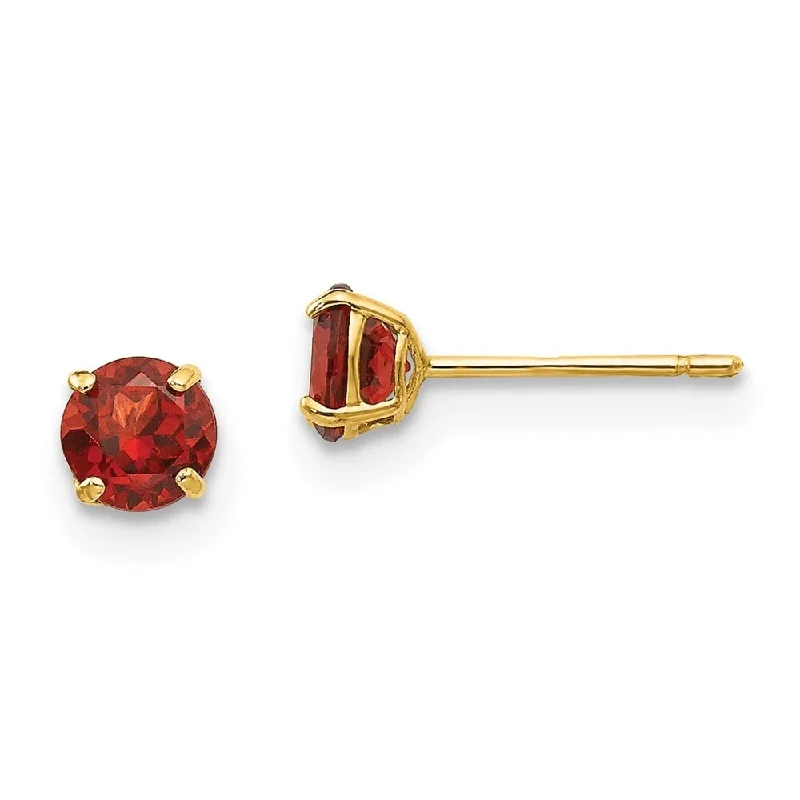 14k Yellow Gold Round Gemstone Stud Earrings (L-4 mm, W-4 mm)