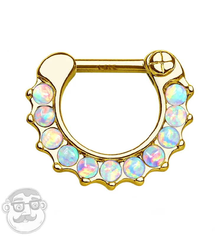 14kt Gold Opalite Rim Septum Clicker