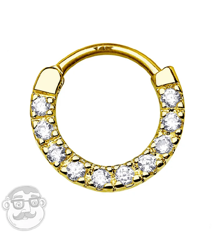 14kt Gold Ten Clear CZ Rim Septum Clicker