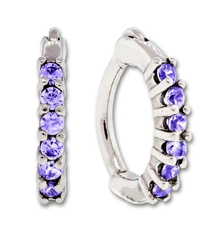 16G Purple CZ Lined Rook Clicker